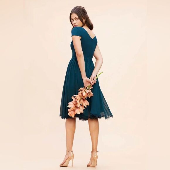 DRESS THE POPULATION Corey Dress, Fit & Flare, Blue/Green Pine, Medium 8/10, NWT - Picture 13 of 15